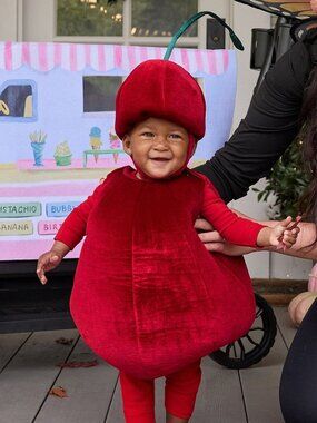 Pottery Barn Red Cherry Costume 6-12 Month Baby Halloween Dress Up Play NEW